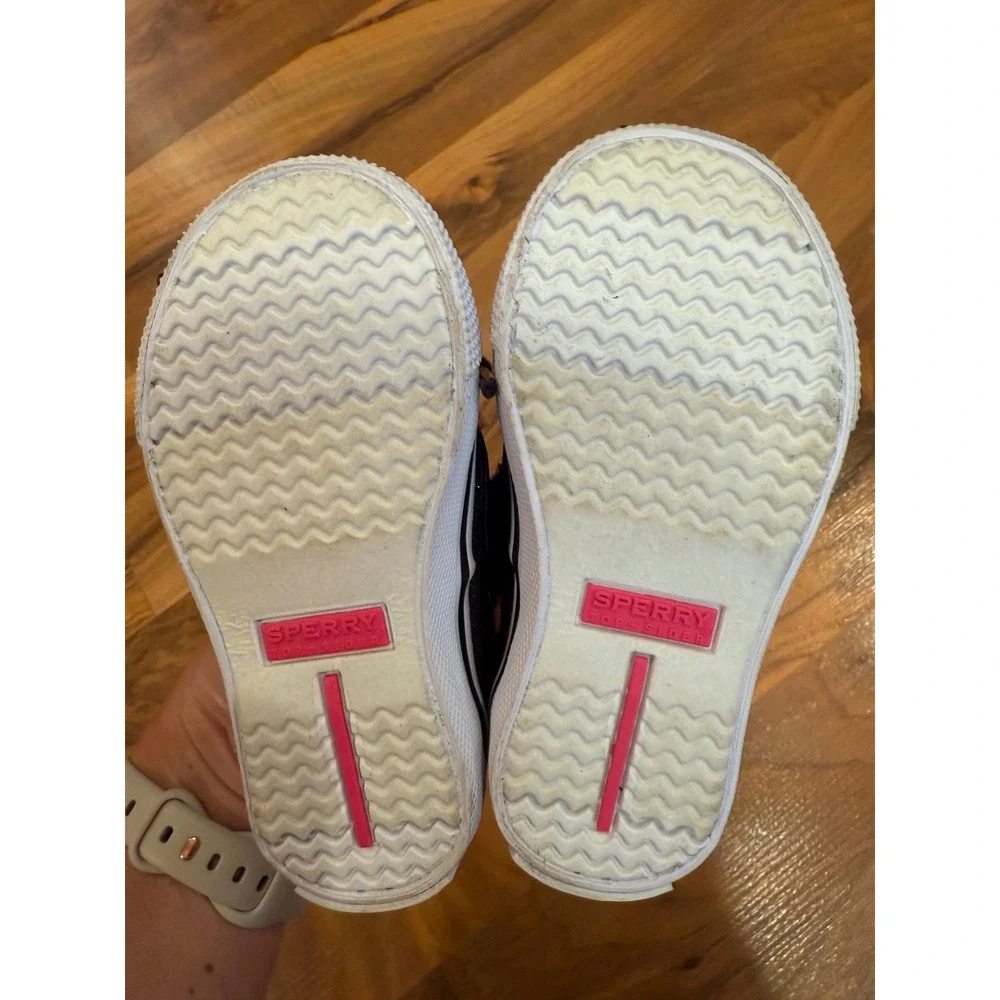 Sperry Top-Sider Kids Boat Shoes Black Sparkle Pink Zebra‎ Toddler Size 5 walker